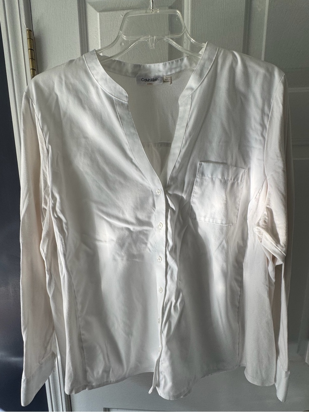 Calvin Klein White Crewneck button down